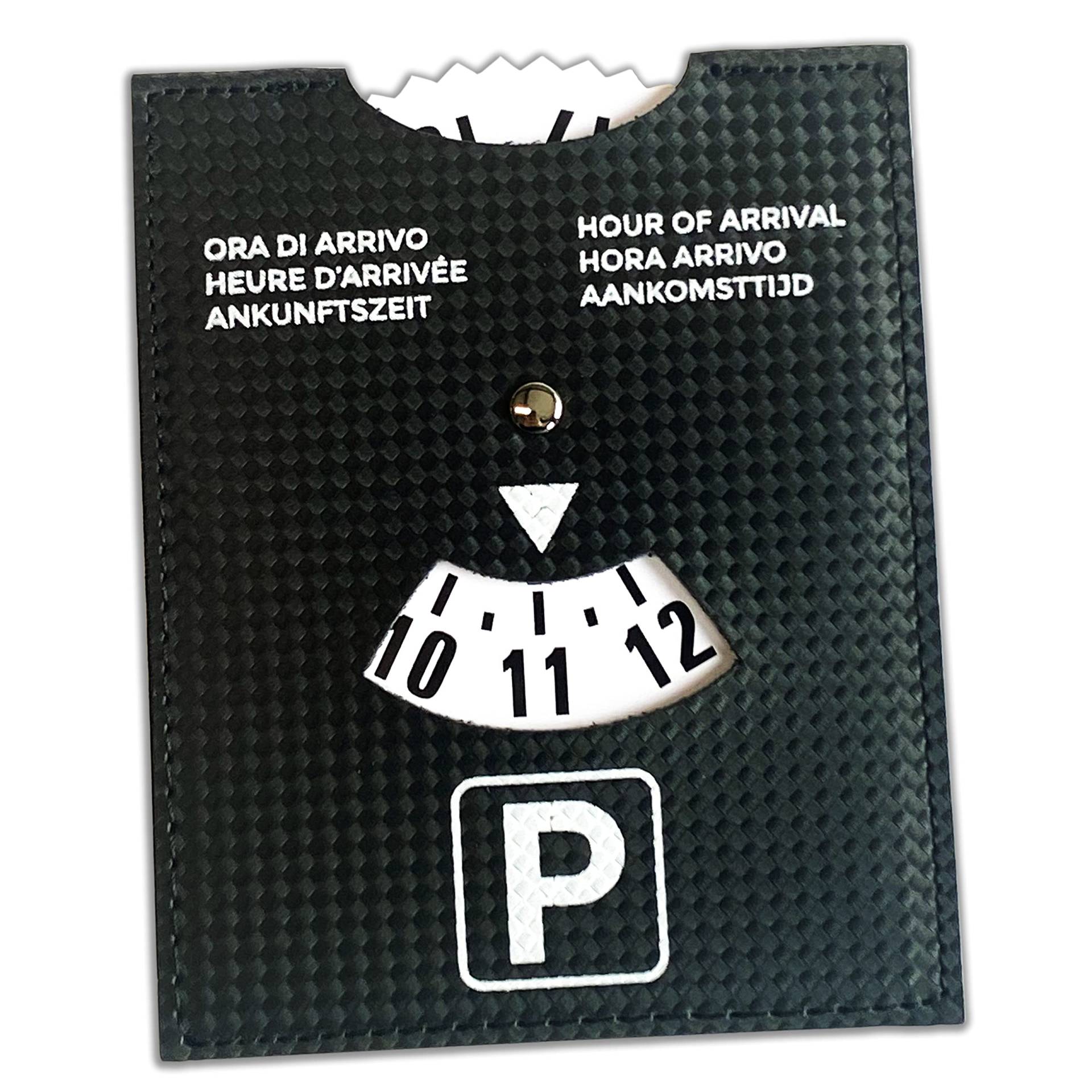 pubblimania parkscheibe Maxi Parkplatz Ankunftszeit aus weichem Kunstleder Soft-Touch 10,5 x 13 cm (Scheibe Typ Carbon) von pubblimania