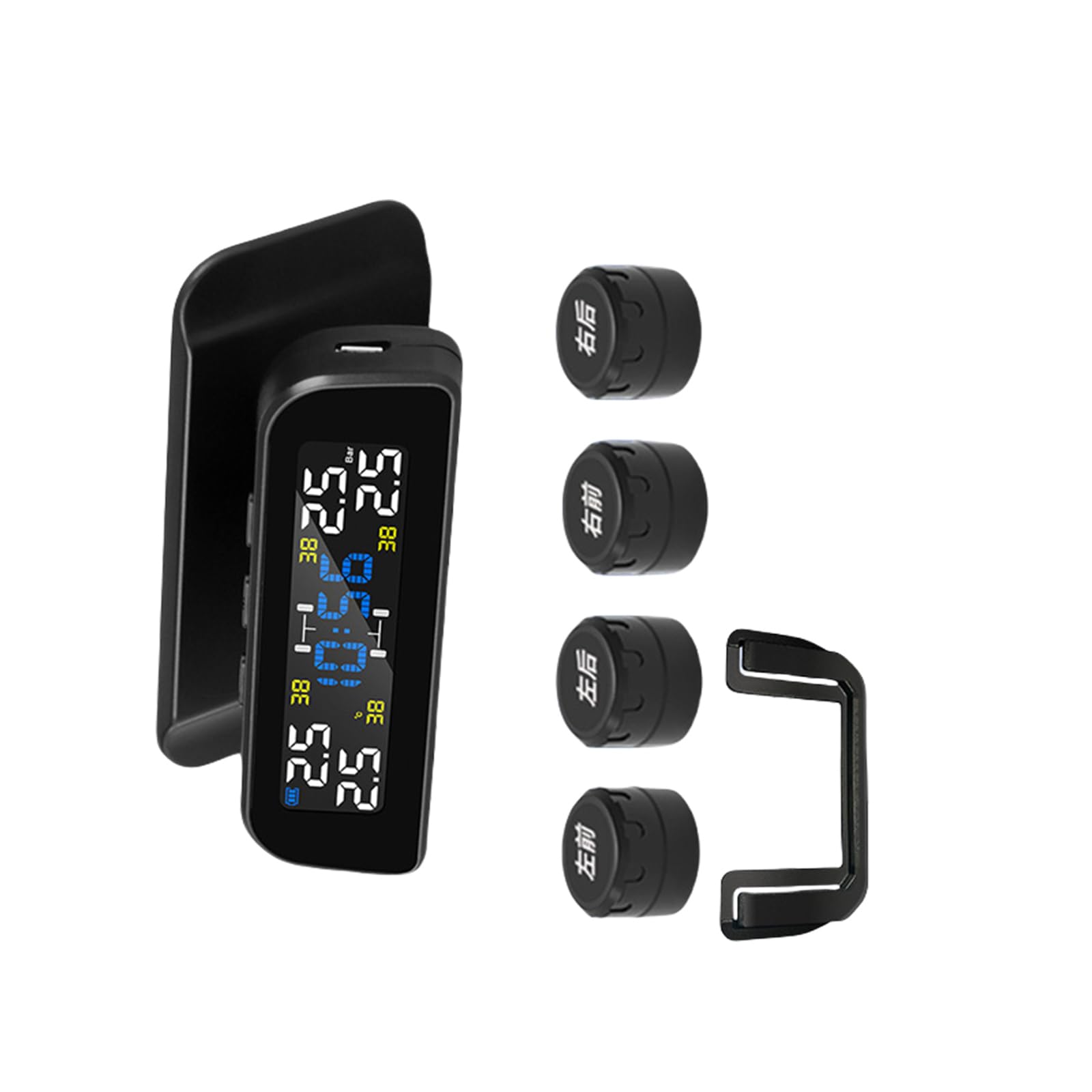 pumpumlia Klare Anzeige Solarenergie TPMS mit schnell installierbaren externen Sensoren und gut sichtbarem Bildschirm, geeignet für sicheres Fahren von pumpumlia