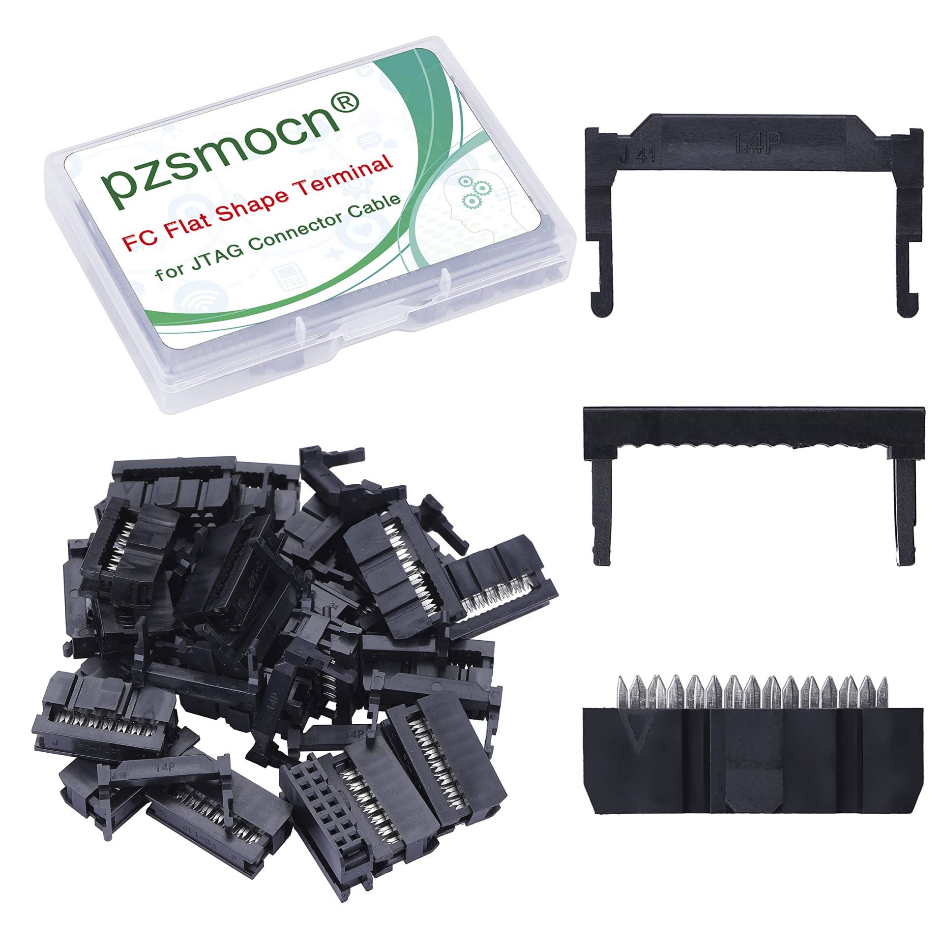 Pzsmocn 20 Sätze IDC 2 * 7 Zweireihiger Rechteckiger Steckeradapter FC Schwarzer Crimpdraht Dreiteiliges Set 2,54 mm Rastermaß, 14-poliger FC-Buchsenstecker, für JTAG-Anschluss Flachbandkabel. Pzsmocn 20 Sätze IDC 2 * 7 Zweireihiger Rechteckiger Steckeradapter FC Schwarzer Crimpdraht Dreiteiliges Set 2,54 mm Rastermaß, 14-poliger FC-Buchsenstecker, für JTAG-Anschluss Flachbandkabel. von pzsmocn