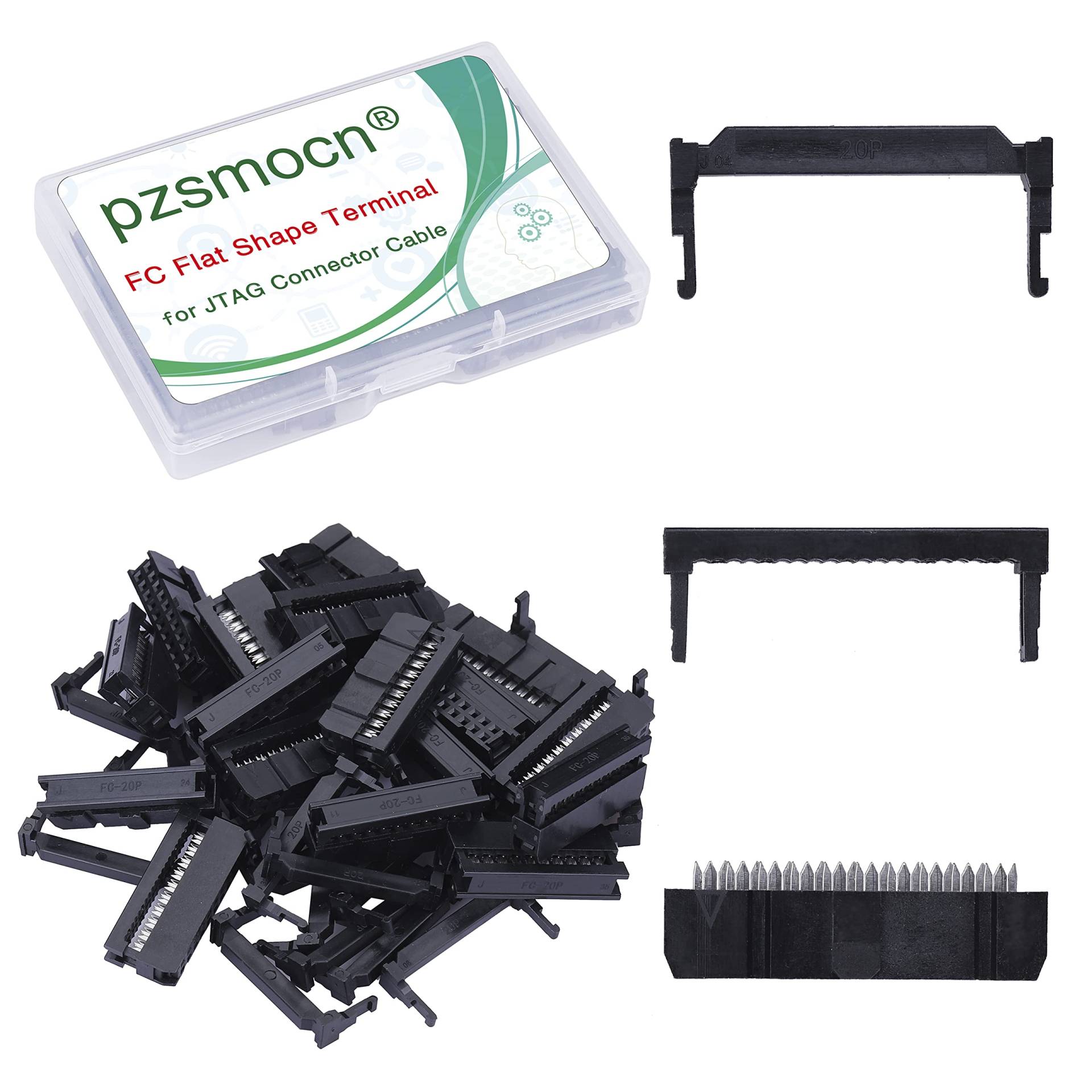 Pzsmocn 20 Sätze IDC 2 * 10 Zweireihiger Rechteckiger Steckeradapter FC Schwarzer Crimpdraht Dreiteiliges Set 2,54 mm Rastermaß, 20-poliger FC-Buchsenstecker, für JTAG-Anschluss Flachbandkabel. Pzsmocn 20 Sätze IDC 2 * 10 Zweireihiger Rechteckiger Steckeradapter FC Schwarzer Crimpdraht Dreiteiliges Set 2,54 mm Rastermaß, 20-poliger FC-Buchsenstecker, für JTAG-Anschluss Flachbandkabel. von pzsmocn