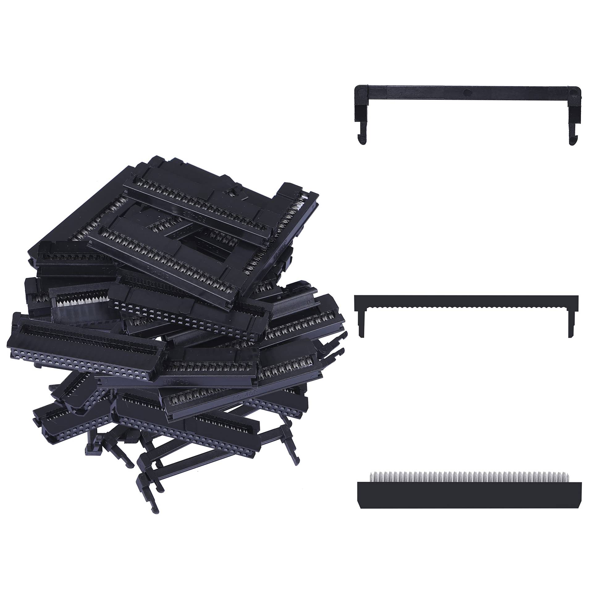 Pzsmocn 20 Sätze IDC 2 * 20 Zweireihiger Rechteckiger Steckeradapter FC Schwarzer Crimpdraht Dreiteiliges Set 2,54 mm Rastermaß, 40-poliger FC-Buchsenstecker, für JTAG-Anschluss Flachbandkabel. Pzsmocn 20 Sätze IDC 2 * 20 Zweireihiger Rechteckiger Steckeradapter FC Schwarzer Crimpdraht Dreiteiliges Set 2,54 mm Rastermaß, 40-poliger FC-Buchsenstecker, für JTAG-Anschluss Flachbandkabel. von pzsmocn