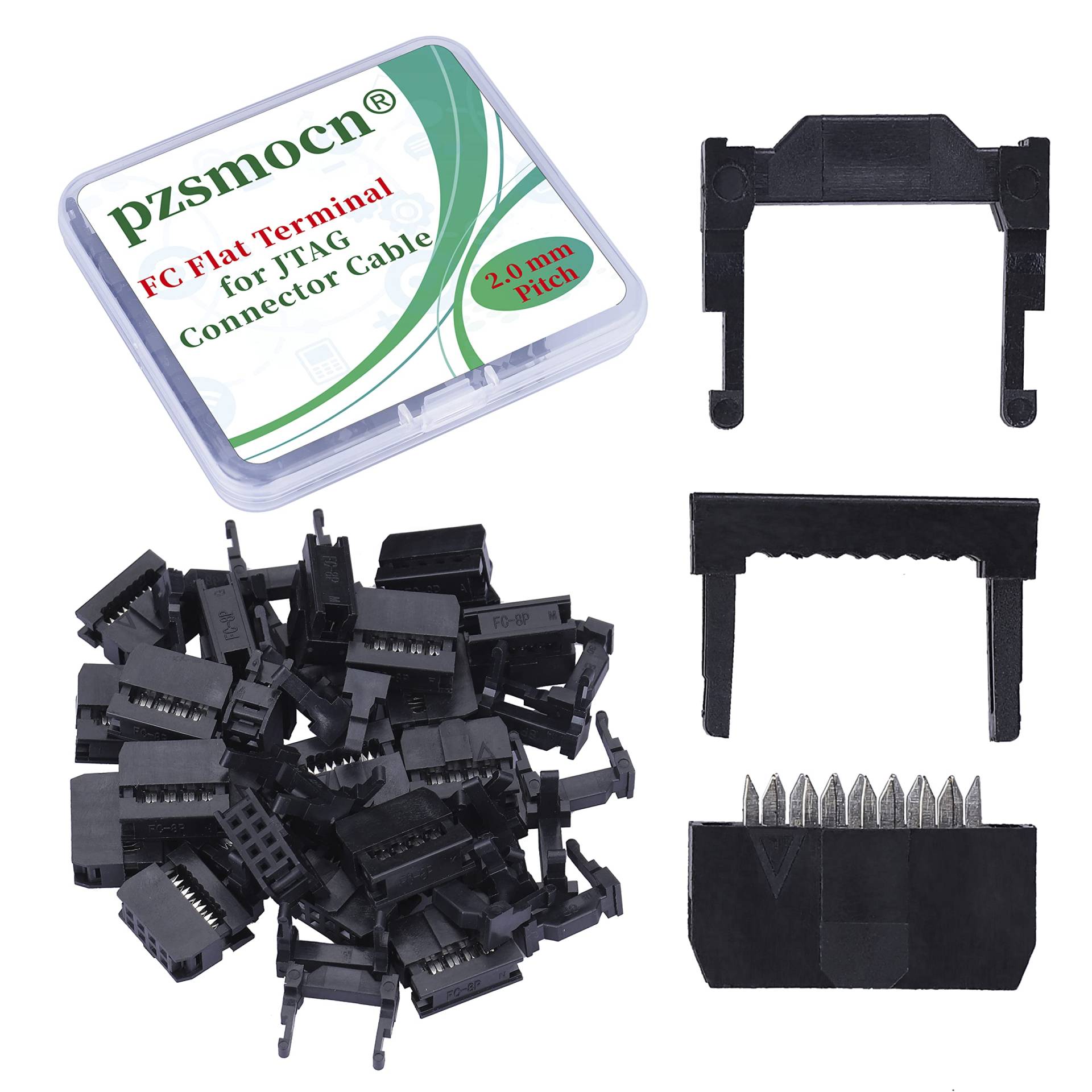 Pzsmocn 20 Sätze IDC 2 * 4 Zweireihiger Rechteckiger Steckeradapter FC Schwarzer Crimpdraht Dreiteiliges Set 2,0 mm Rastermaß, 8-poliger FC-Buchsenstecker, für JTAG-Anschluss Flachbandkabel. Pzsmocn 20 Sätze IDC 2 * 4 Zweireihiger Rechteckiger Steckeradapter FC Schwarzer Crimpdraht Dreiteiliges Set 2,0 mm Rastermaß, 8-poliger FC-Buchsenstecker, für JTAG-Anschluss Flachbandkabel. von pzsmocn