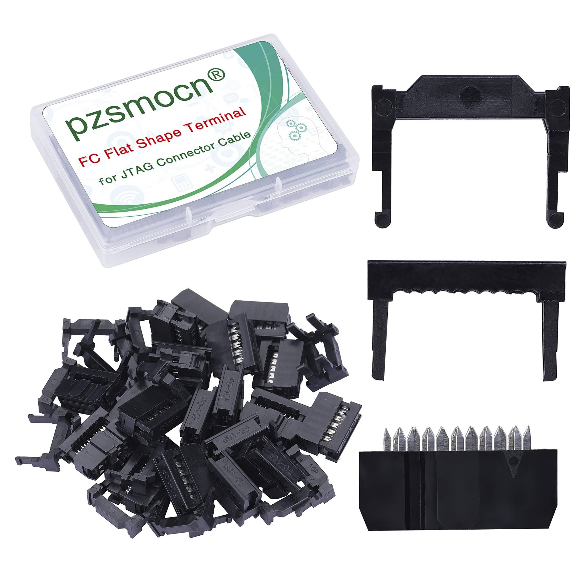 Pzsmocn 20 Sätze IDC 2 * 5 Zweireihiger Rechteckiger Steckeradapter FC Schwarzer Crimpdraht Dreiteiliges Set 2,54 mm Rastermaß, 10-poliger FC-Buchsenstecker, für JTAG-Anschluss Flachbandkabel. Pzsmocn 20 Sätze IDC 2 * 5 Zweireihiger Rechteckiger Steckeradapter FC Schwarzer Crimpdraht Dreiteiliges Set 2,54 mm Rastermaß, 10-poliger FC-Buchsenstecker, für JTAG-Anschluss Flachbandkabel. von pzsmocn