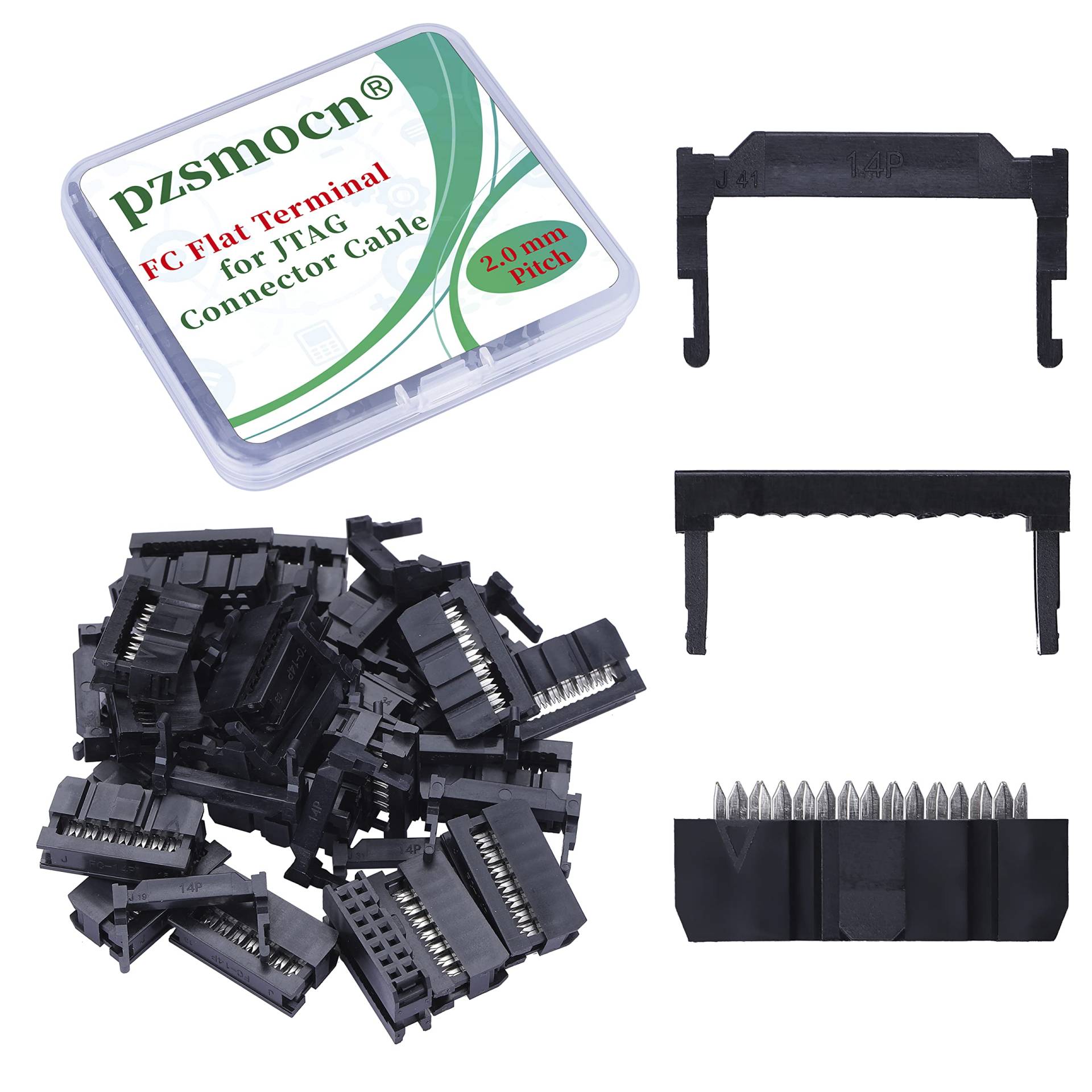 Pzsmocn 20 Sätze IDC 2 * 7 Zweireihiger Rechteckiger Steckeradapter FC Schwarzer Crimpdraht Dreiteiliges Set 2,0 mm Rastermaß, 14-poliger FC-Buchsenstecker, für JTAG-Anschluss Flachbandkabel. Pzsmocn 20 Sätze IDC 2 * 7 Zweireihiger Rechteckiger Steckeradapter FC Schwarzer Crimpdraht Dreiteiliges Set 2,0 mm Rastermaß, 14-poliger FC-Buchsenstecker, für JTAG-Anschluss Flachbandkabel. von pzsmocn