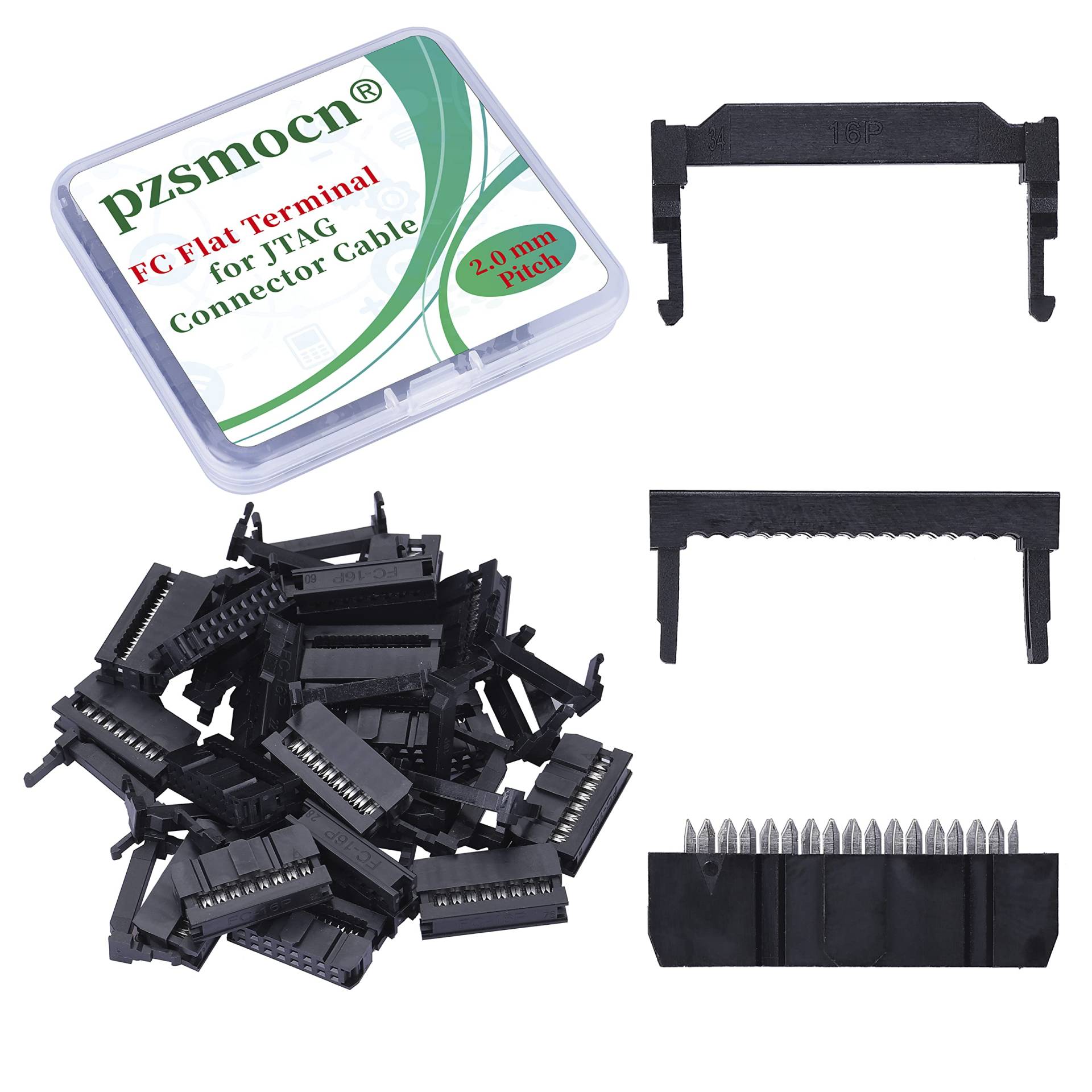 Pzsmocn 20 Sätze IDC 2 * 8 Zweireihiger Rechteckiger Steckeradapter FC Schwarzer Crimpdraht Dreiteiliges Set 2,0 mm Rastermaß, 16-poliger FC-Buchsenstecker, für JTAG-Anschluss Flachbandkabel. Pzsmocn 20 Sätze IDC 2 * 8 Zweireihiger Rechteckiger Steckeradapter FC Schwarzer Crimpdraht Dreiteiliges Set 2,0 mm Rastermaß, 16-poliger FC-Buchsenstecker, für JTAG-Anschluss Flachbandkabel. von pzsmocn