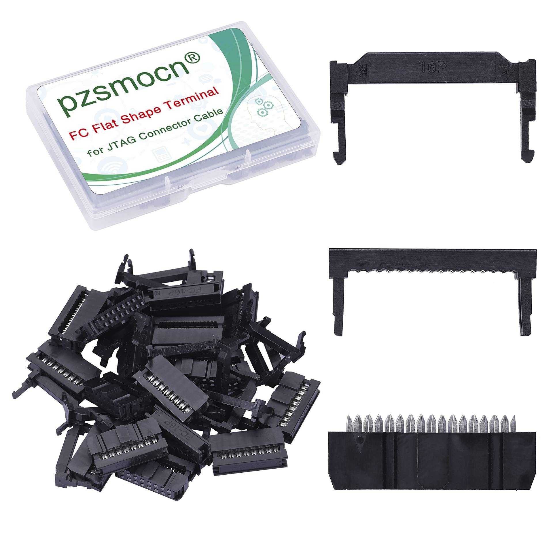 Pzsmocn 20 Sätze IDC 2 * 8 Zweireihiger Rechteckiger Steckeradapter FC Schwarzer Crimpdraht Dreiteiliges Set 2,54 mm Rastermaß, 16-poliger FC-Buchsenstecker, für JTAG-Anschluss Flachbandkabel. Pzsmocn 20 Sätze IDC 2 * 8 Zweireihiger Rechteckiger Steckeradapter FC Schwarzer Crimpdraht Dreiteiliges Set 2,54 mm Rastermaß, 16-poliger FC-Buchsenstecker, für JTAG-Anschluss Flachbandkabel. von pzsmocn