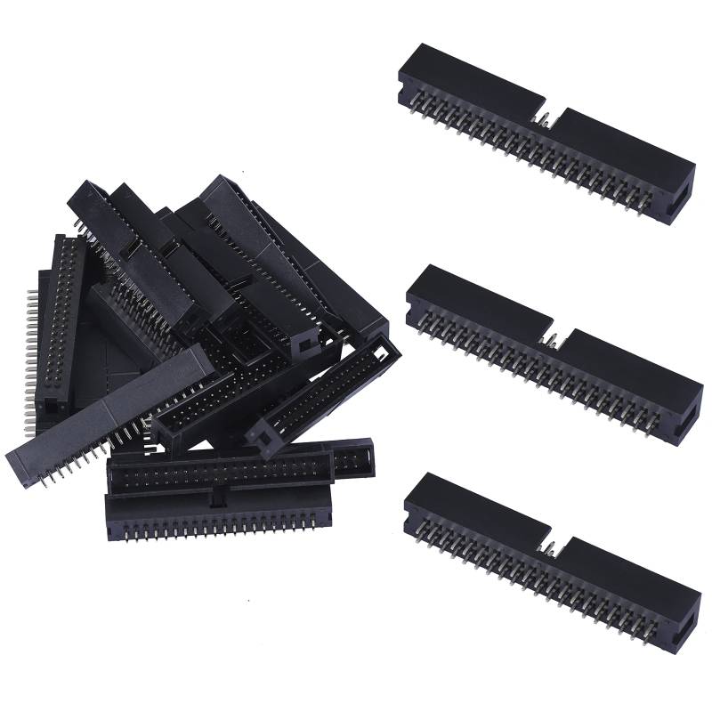 Pzsmocn 20 Stück IDC 2 * 20 Zweireihig 2,54 mm Rastermaß JTAG ISP 40-poliger Gerader Stifteinsatz Box Steckverbinder Adapterkabel Männliche Buchsenklemmen für PCB-Elektronikgeräteprojekte. von pzsmocn