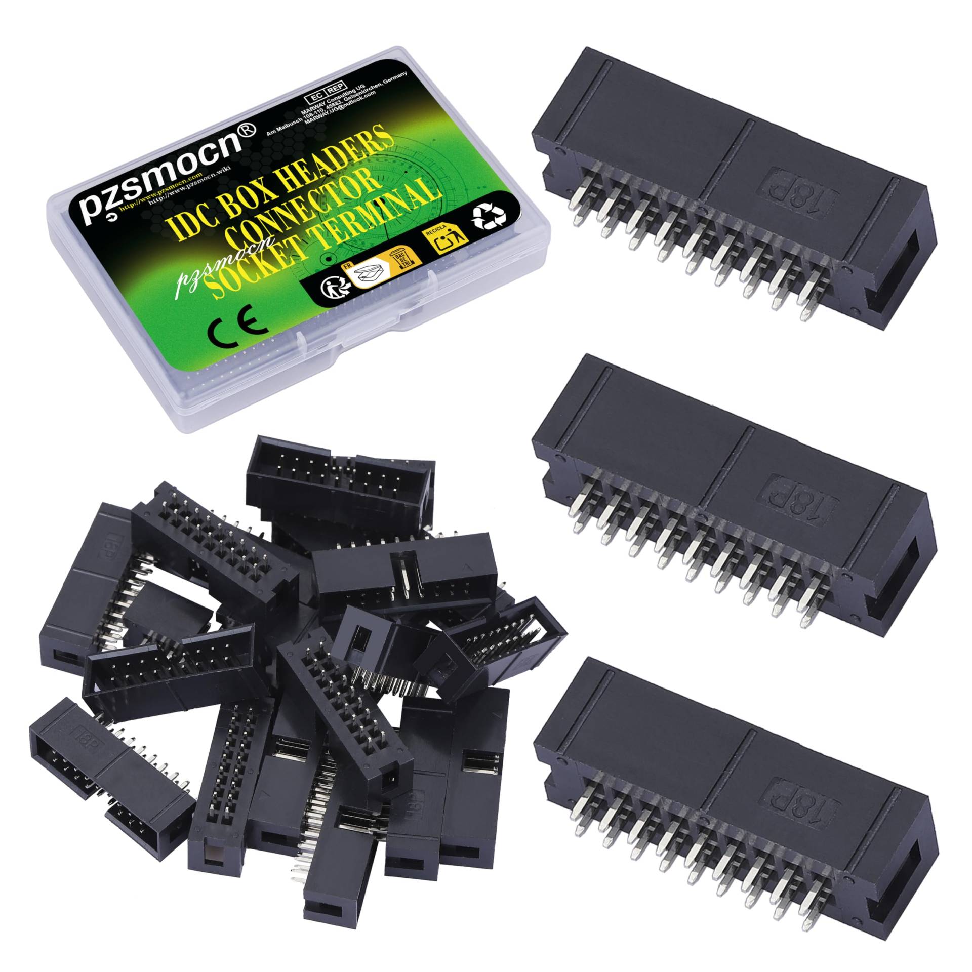 Pzsmocn 20 Stück IDC 2 * 9 Zweireihig 2,54 mm Rastermaß JTAG ISP 18-poliger Gerader Stifteinsatz Box Steckverbinder Adapterkabel Männliche Buchsenklemmen für PCB-Elektronikgeräteprojekte. Pzsmocn 20 Stück IDC 2 * 9 Zweireihig 2,54 mm Rastermaß JTAG ISP 18-poliger Gerader Stifteinsatz Box Steckverbinder Adapterkabel Männliche Buchsenklemmen für PCB-Elektronikgeräteprojekte. von pzsmocn