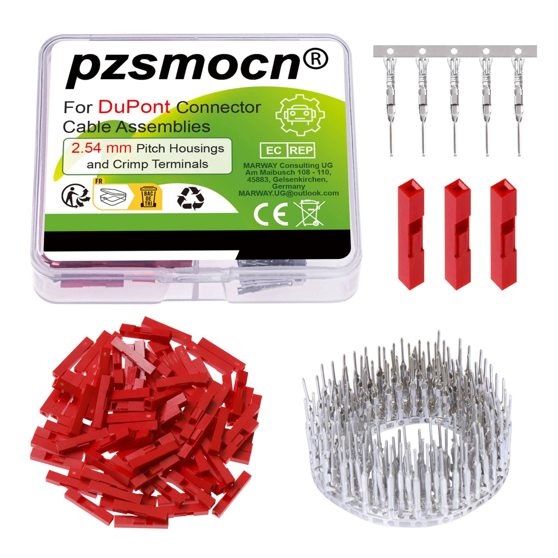 pzsmocn 100 Sets/200 Stück für Dupont 2,54 mm Pitch 1 Pin Adapterstecker Weibliches Gehäuse Rot Steckdose Klemmen Kompatibles Kabel 30–26 AWG Zubehör, Header-Crimp-Pin-Kit pzsmocn 100 Sets/200 Stück für Dupont 2,54 mm Pitch 1 Pin Adapterstecker Weibliches Gehäuse Rot Steckdose Klemmen Kompatibles Kabel 30–26 AWG Zubehör, Header-Crimp-Pin-Kit von pzsmocn