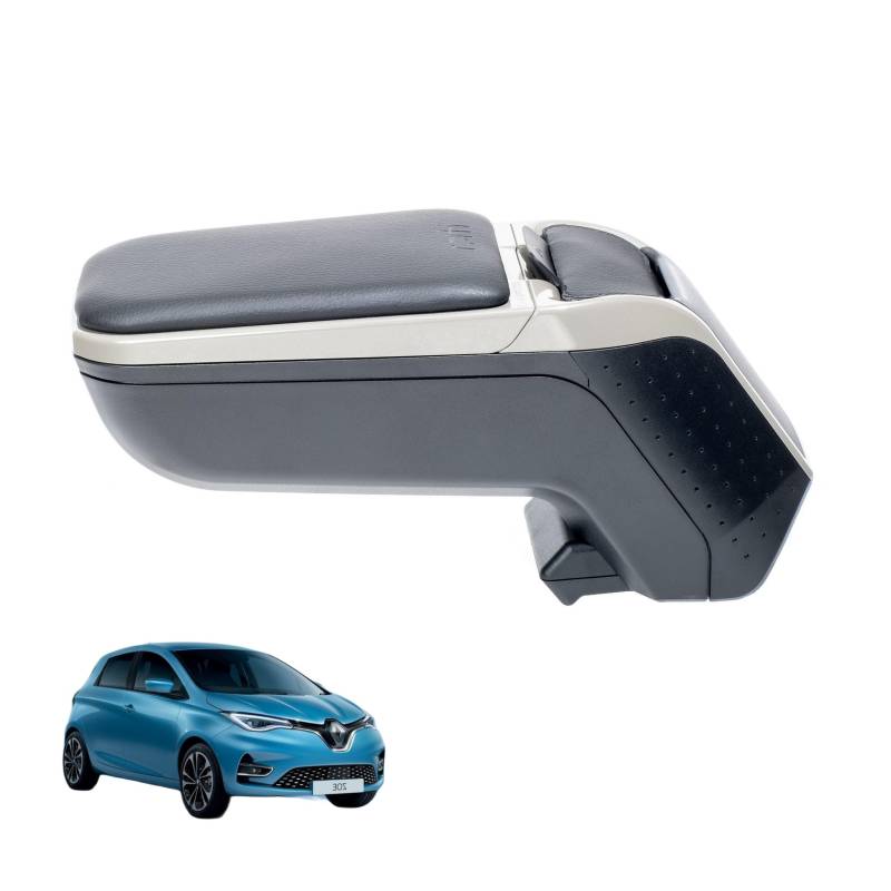 rati Armster 2 Armlehne kompatibel für Renault ZOE 2020-2024 [grau,vegan Leder] nachrüstbare Mittelarmlehne mit Staufach von rati
