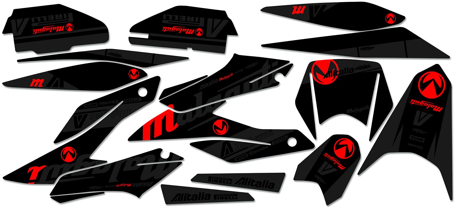 Black RED race-styles Aufkleber kompatibel mit Malaguti XSM | XTM 125 2019 | Decals Graphics von race-styles