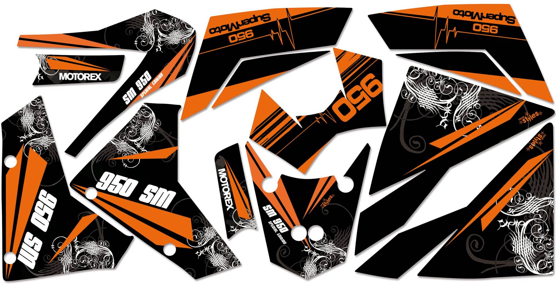 race-styles Aufkleber kompatibel mit KTM 950 Supermoto| Factory DEKOR Decals KIT Aufkleber Graphics von race-styles
