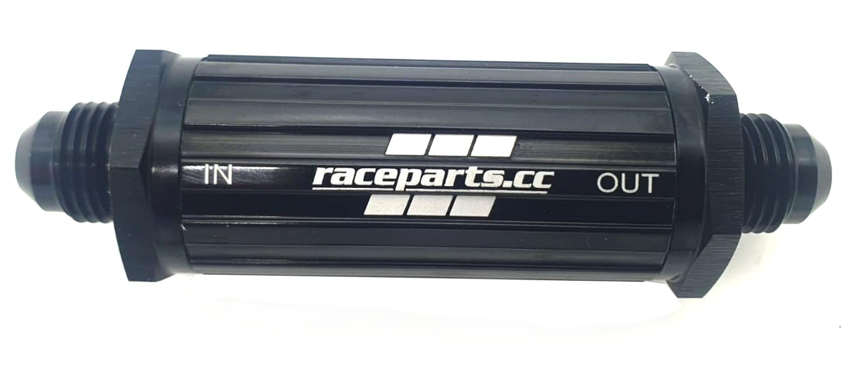 raceparts.cc® Benzinfilter, Dash 08, D-08, AN8, Kraftstoff filter, Aluminium, schwarz, 30 Micron von raceparts.cc