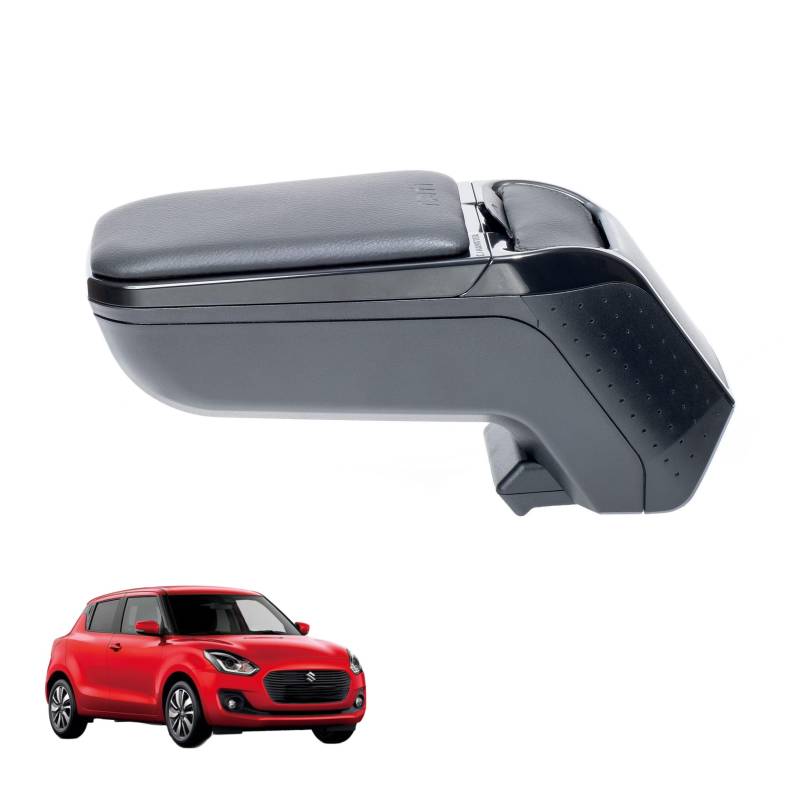 RATI ARMSTER 2 Armlehne kompatibel für SUZUKI SWIFT 2017-2023 [schwarz,vegan Leder] nachrüstbare Mittelarmlehne mit Staufach von rati