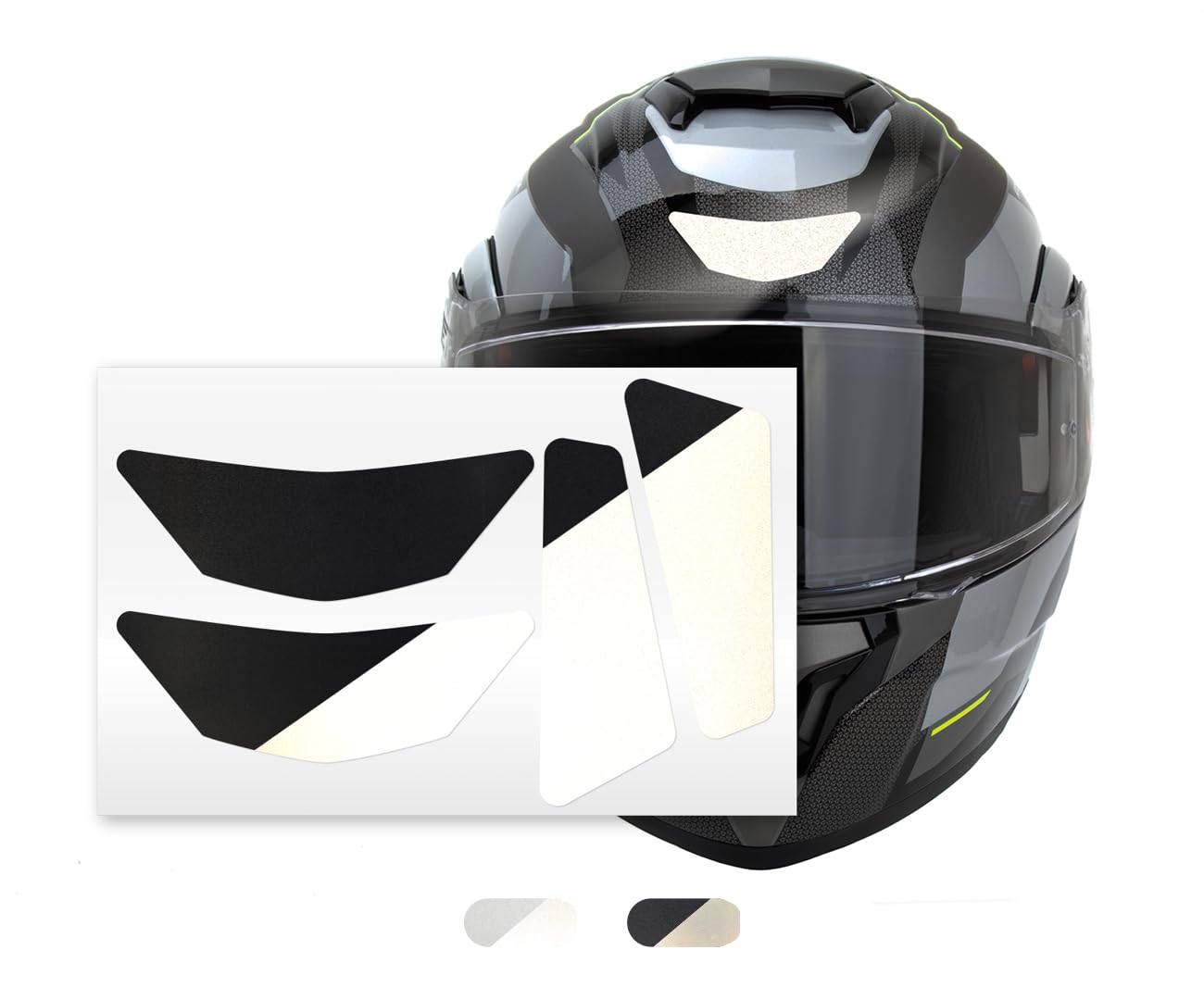 Reflecto Reflexsticker-Set - reflektierende Aufkleber für Motorradhelme - 4er Set Reflektoren - Wieder ablösbar (Schwarz) von reflecto