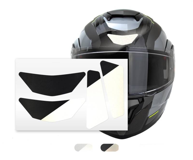 Reflecto Reflexsticker-Set - reflektierende Aufkleber für Motorradhelme - 4er Set Reflektoren - Wieder ablösbar (Schwarz) von reflecto