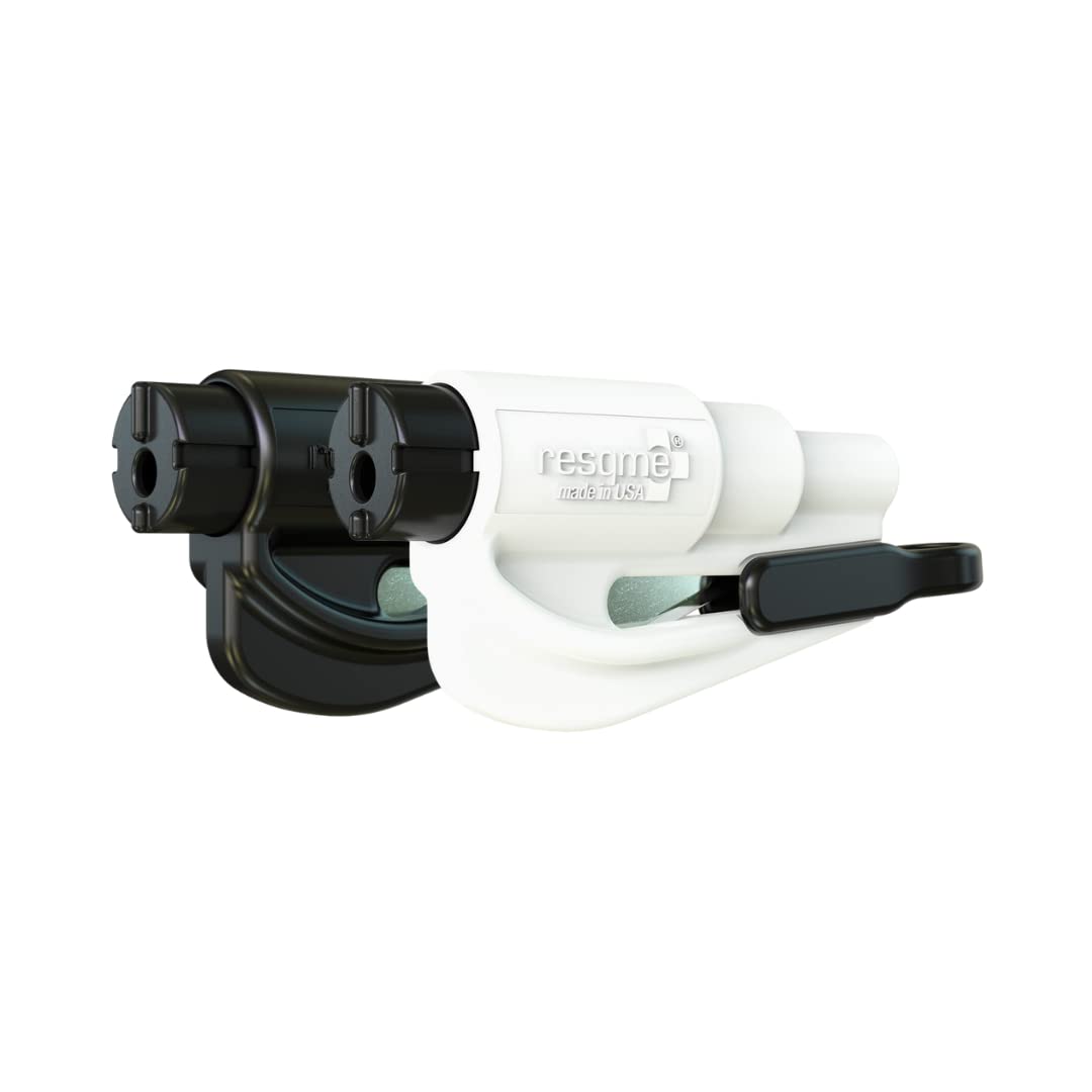 resqme 2 Stück Das Original Notfall-Schlüsselanhänger Auto Fluchtwerkzeug, 2-in-1 Gurtschneider und Fensterbrecher, Made in USA, Schwarz, Weiß - Kompakter Notfallhammer resqme 2 Stück Das Original Notfall-Schlüsselanhänger Auto Fluchtwerkzeug, 2-in-1 Gurtschneider und Fensterbrecher, Made in USA, Schwarz, Weiß - Kompakter Notfallhammer von resqme