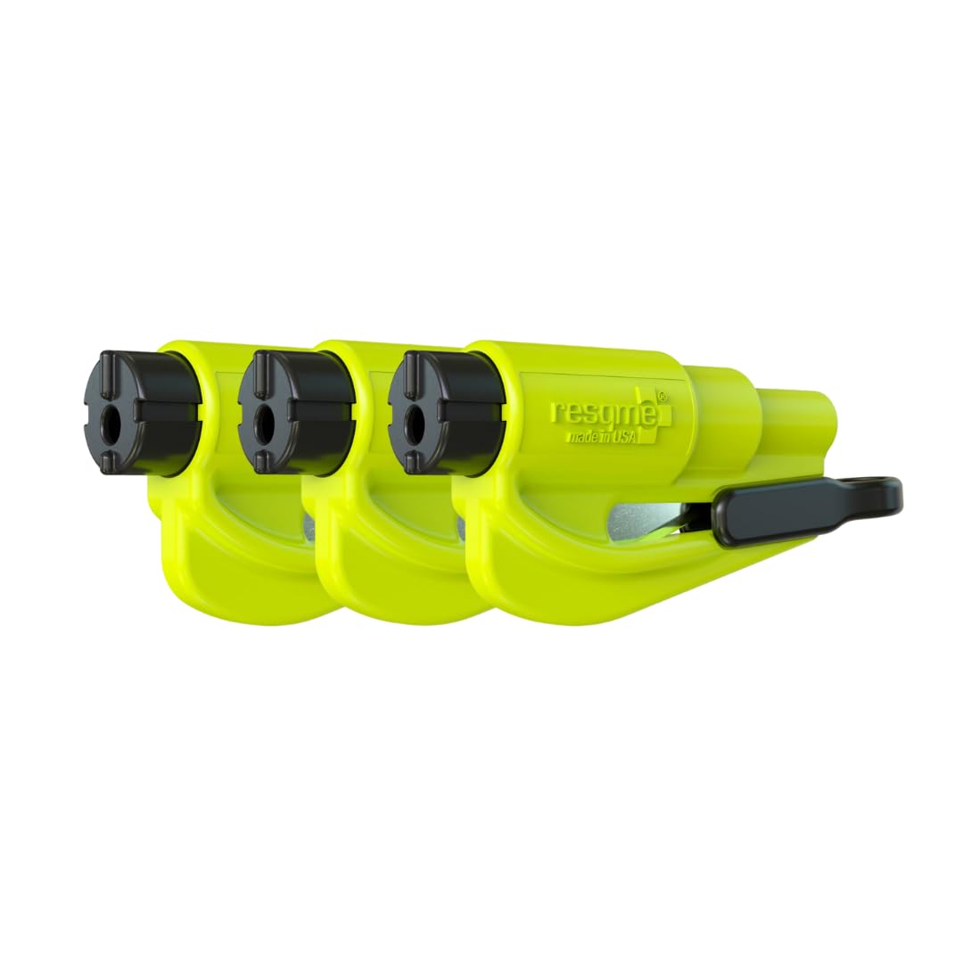 RESQME Original-Notfall-Schlüsselanhänger, Auto-Fluchtwerkzeug, 3-in-2-Gurtschneider und Fensterbrecher, 3er-Pack für Familien, Gelb/Neon, kompakter Notfallhammer RESQME Original-Notfall-Schlüsselanhänger, Auto-Fluchtwerkzeug, 3-in-2-Gurtschneider und Fensterbrecher, 3er-Pack für Familien, Gelb/Neon, kompakter Notfallhammer von resqme