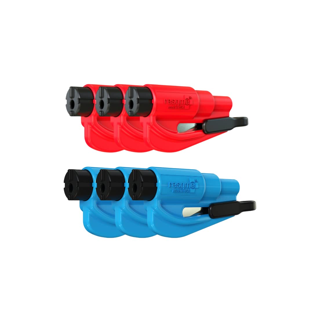 RESQME Original-Notfall-Schlüsselanhänger, Auto-Fluchtwerkzeug, 6-in-2 Gurtschneider und Fensterbrecher, hergestellt in den USA, rot, kompakter Notfallhammer von resqme
