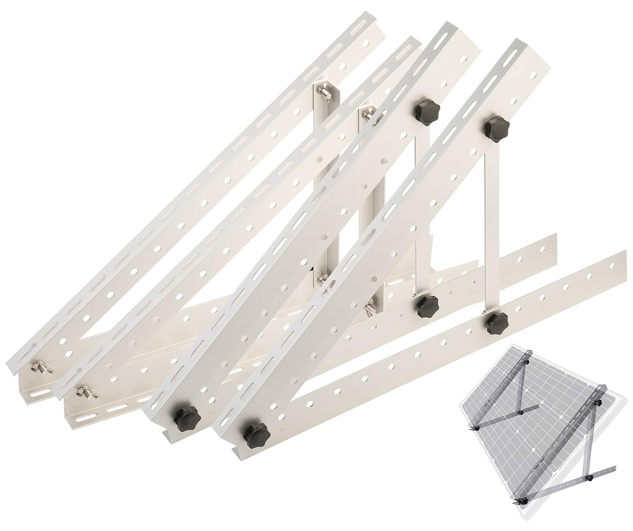 revolt PV Halterungen Wände: 2er-Set Verstellbare Aluminium-Solarpanel-Halterung, 22" / 55,6 cm (Halterung für Solarplatten, Wandhalter Solarpanel) von revolt