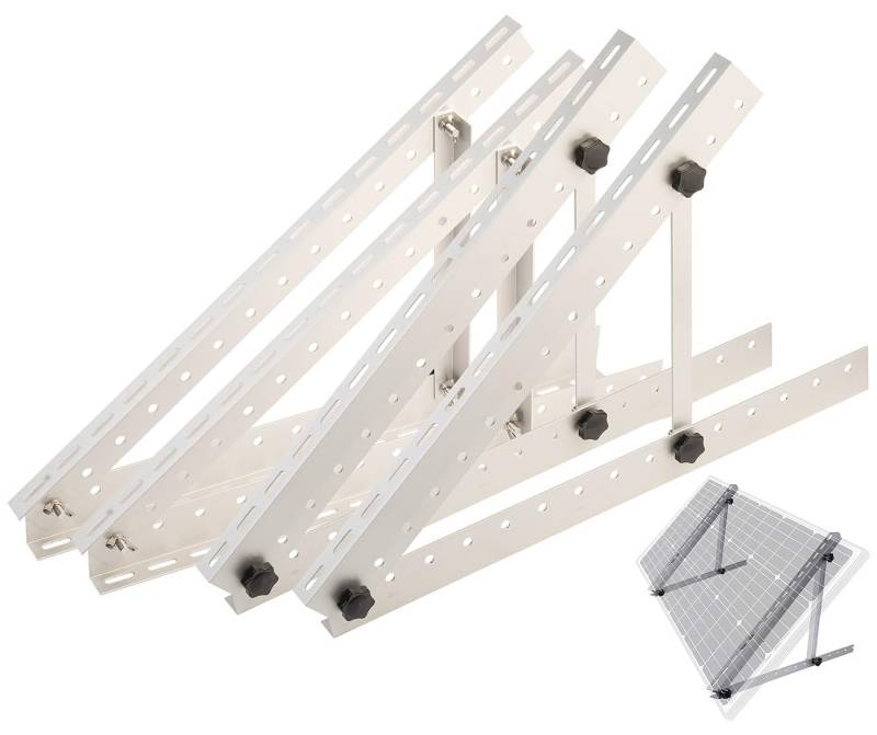 revolt PV Halterungen Wände: 2er-Set Verstellbare Aluminium-Solarpanel-Halterung, 22" / 55,6 cm (Halterung für Solarplatten, Wandhalter Solarpanel) von revolt