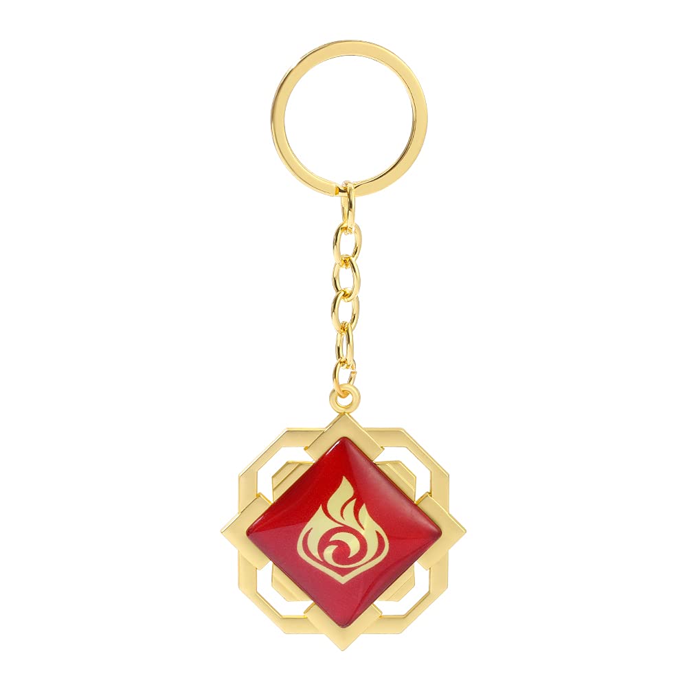 rongji jewelry Genshin Impact Vision Leuchtende Schlüsselanhänger – Hot Game Project Cosplay Anhänger Schlüsselanhänger Zubehör, Liyue Pyro, Medium von rongji jewelry