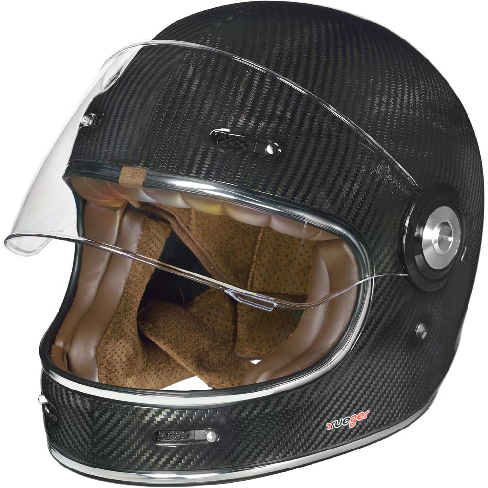 Carbon Jethelm Integralhelm Motorradhelm Chopper Café Racer Sonnenvisier Bobber, Farbe:RT-825 Carbon, Größe:M (57-58) von rueger-helmets