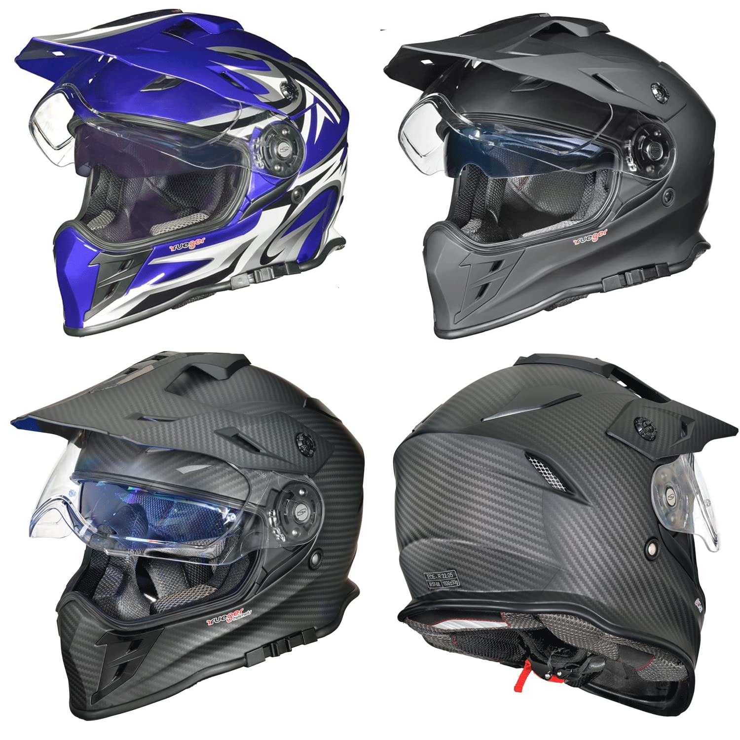 RX-967 Crosshelm Integralhelm Quad Cross Enduro Motocross Offroad Helm rueger, Größe:L (59-60), Farbe:Blau V/RCK von rueger-helmets