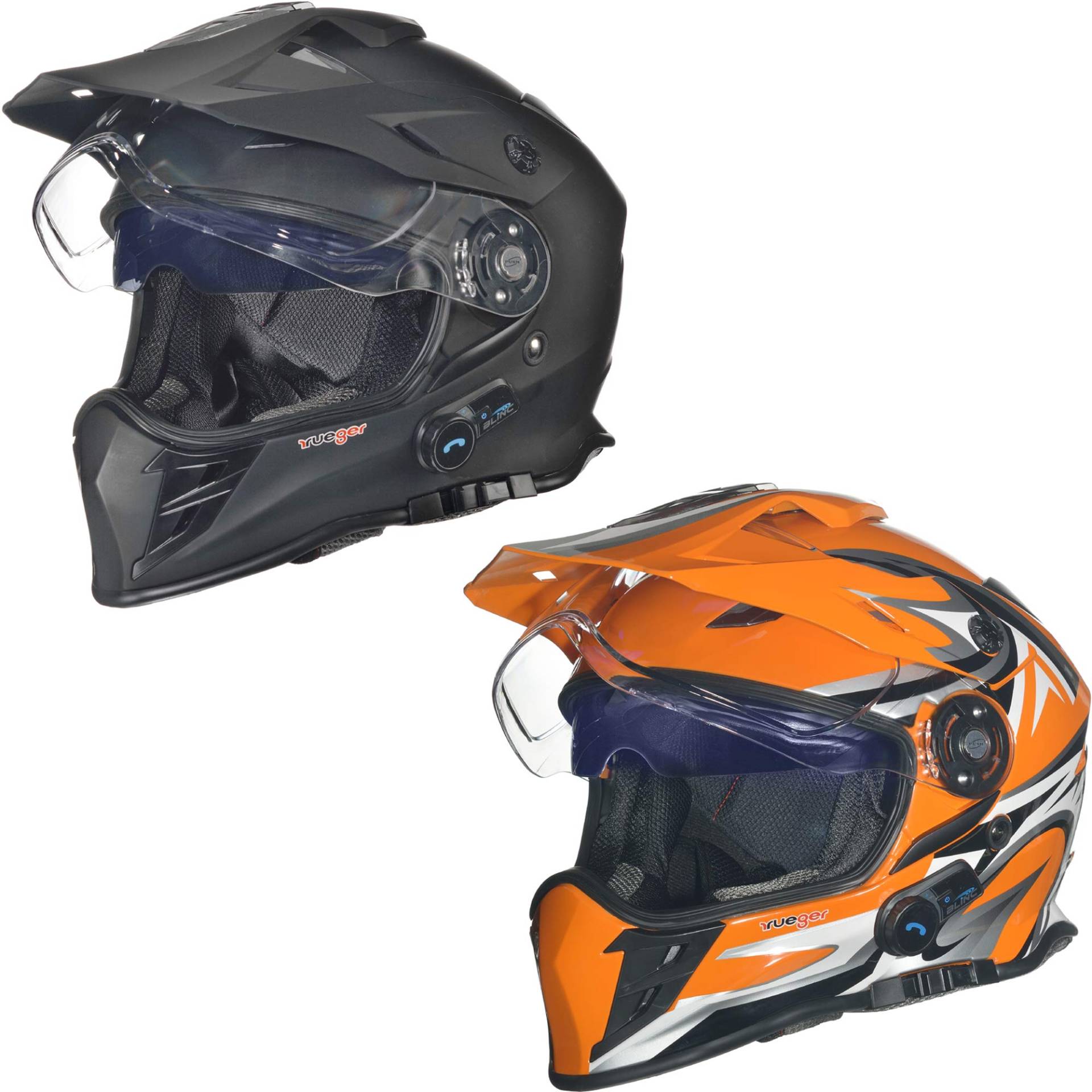 RX-968 COM Bluetooth Crosshelm Integralhelm Quad Cross Enduro Motocross Offroad Helm rueger, Größe:L (59-60), Farbe:Orange V/RCK von rueger-helmets