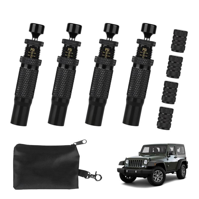 4Pc Schneller Reifendeflatoren - Verstellbarer Reifenablassventil, Einstellbare Reifendeflator Zubehö, Automatisches Ablassventil für Reifen, Reifenablass für Autos, Offroad-Fahrzeuge (10-30 PSI) von runpeak