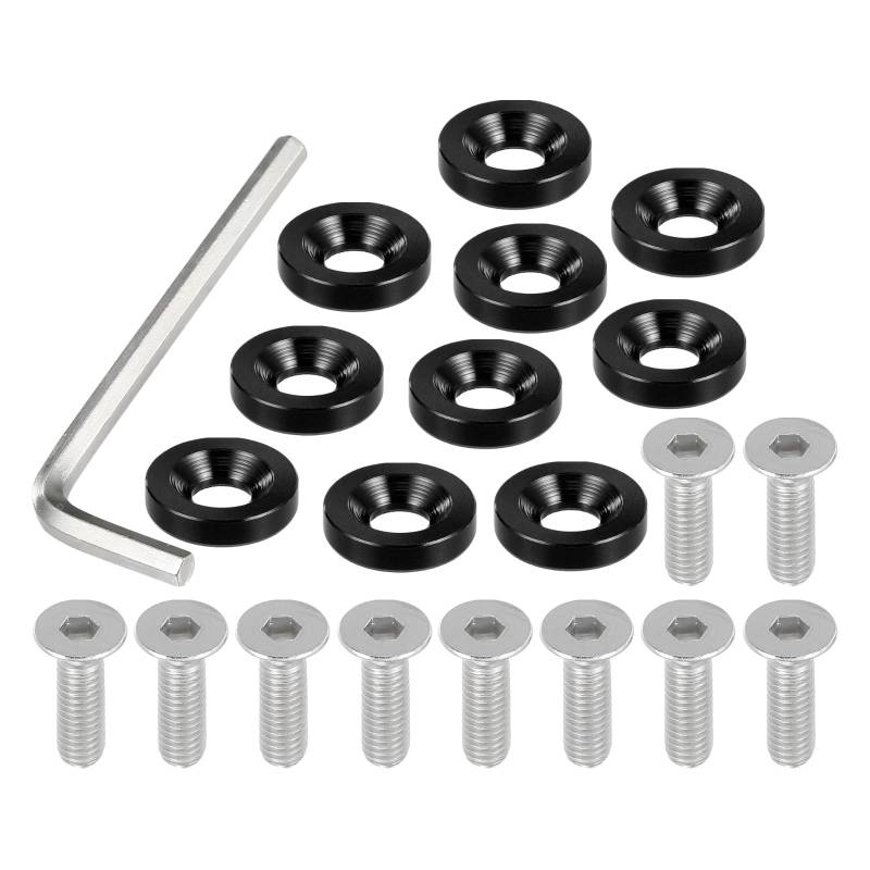 Motorcycle Schrauben Klemmen 1 Set M6 Finishing Senkkopf Kotflügel Stoßstange Unterlegscheiben Dichtung Schraube Motor Bay Fastener Tool Kit Für Auto Motorrad Verkleidung Für Bolzen Zubehör(Black) von sanehou
