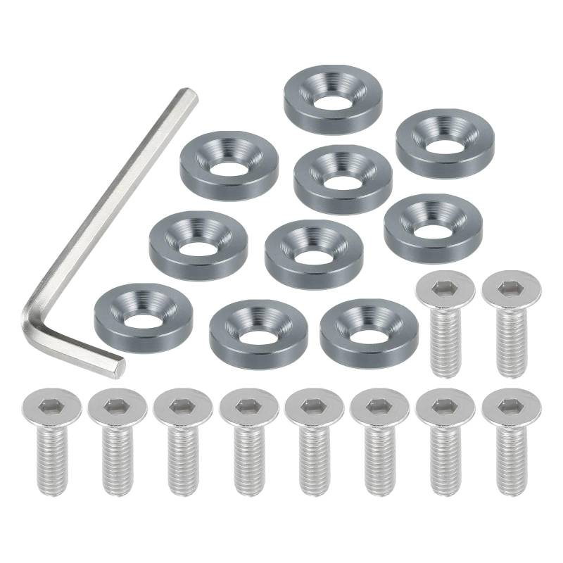 Motorcycle Schrauben Klemmen 1 Set M6 Finishing Senkkopf Kotflügel Stoßstange Unterlegscheiben Dichtung Schraube Motor Bay Fastener Tool Kit Für Auto Motorrad Verkleidung Für Bolzen Zubehör(Silver) von sanehou