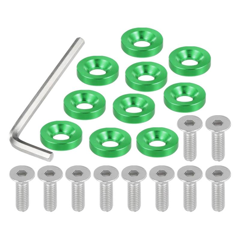Motorcycle Schrauben Klemmen 1 Set M6 Finishing Senkkopf Kotflügel Stoßstange Unterlegscheiben Dichtung Schraube Motor Bay Fastener Tool Kit Für Auto Motorrad Verkleidung Für Bolzen Zubehör(Green) von sanehou