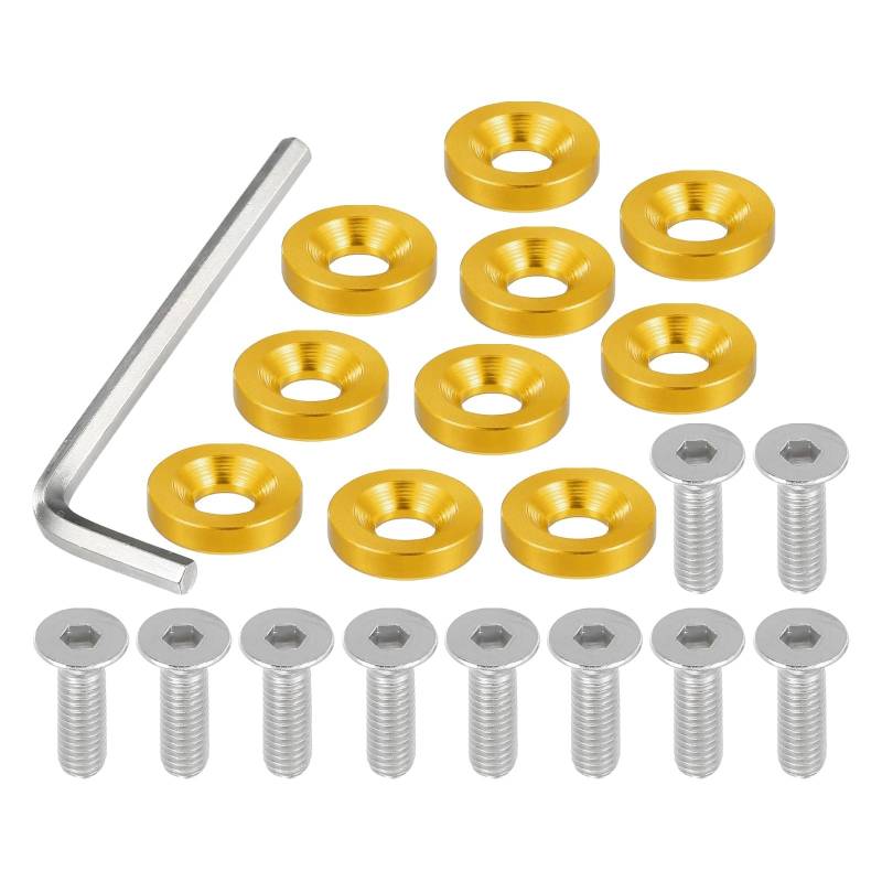 Motorcycle Schrauben Klemmen 1 Set M6 Finishing Senkkopf Kotflügel Stoßstange Unterlegscheiben Dichtung Schraube Motor Bay Fastener Tool Kit Für Auto Motorrad Verkleidung Für Bolzen Zubehör(Yellow) von sanehou