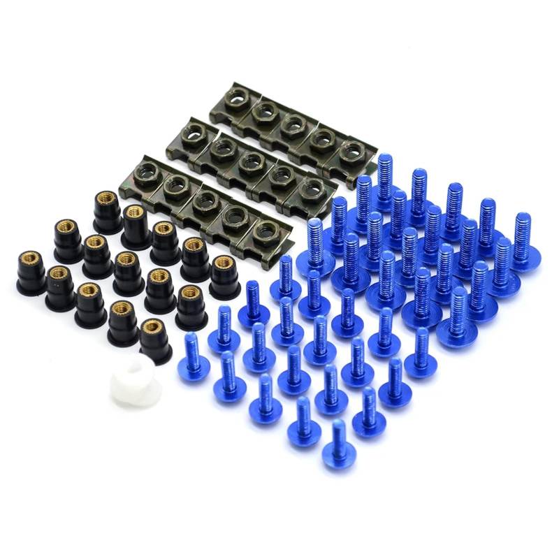 Motorcycle Schrauben Klemmen Für CBR600RR Für CBR650F Motorrad Windschutzscheibe Verkleidung Schrauben Muttern Schrauben Unterlegscheibe Kit Befestigungs Clips Schrauben Für Bolzen Sortiment Kit(Blue) von sanehou