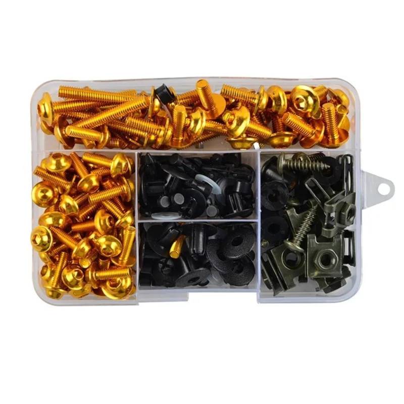 sanehou Motorcycle Schrauben Klemmen Für Transalp FMX NX Für XRV650 T 195Pcs Motorrad Verkleidung Schrauben Schrauben Kit Mutter Clips Motorrad Verkleidung Schrauben Kit(Yellow) von sanehou