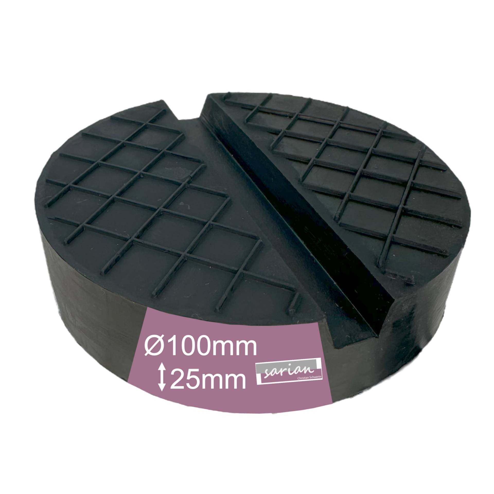Gummiauflagen Verschiedene Größen für Wagenheber und Hebebühnen zum Reifenwechseln Rangierwagenheber Gummiklotz Gummiunterlage (100x25 V-Nut+Waffel) von sarian