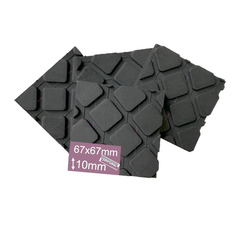 Gummiunterlage Verschiedene Größen und Stärken Gummiunterleger Gummiauflage Raute Gummipuffer (4 Stück, 67x67x10mm) von sarian