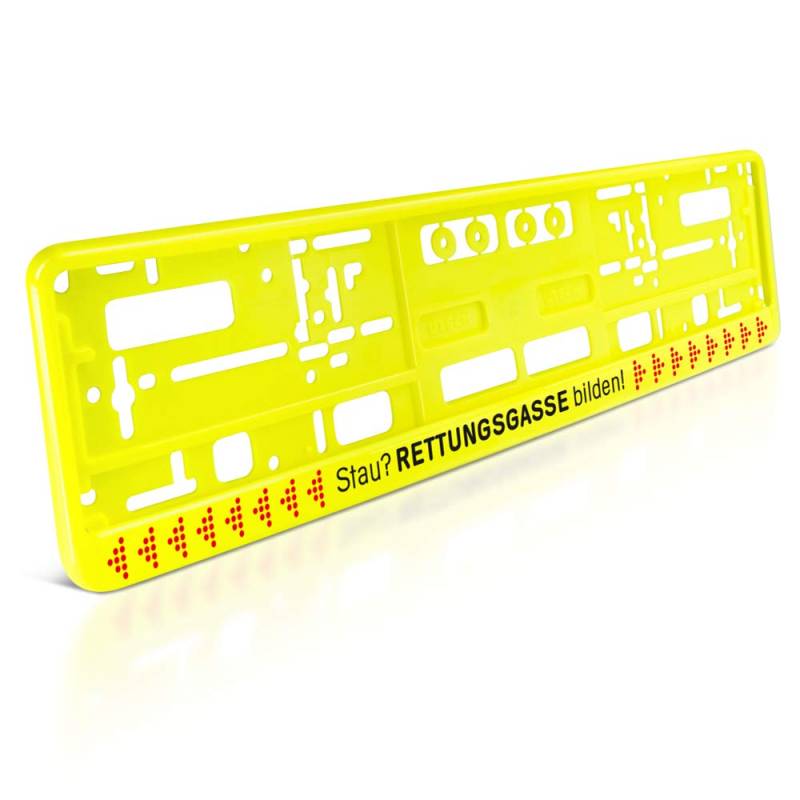 schildEVO 1 Kennzeichenhalter | Stau? RETTUNGSGASSE BILDEN! | NEON-GELB | Nummernschildhalter | Kennzeichenrahmen | DHL-Versand | TYP B von schildEVO