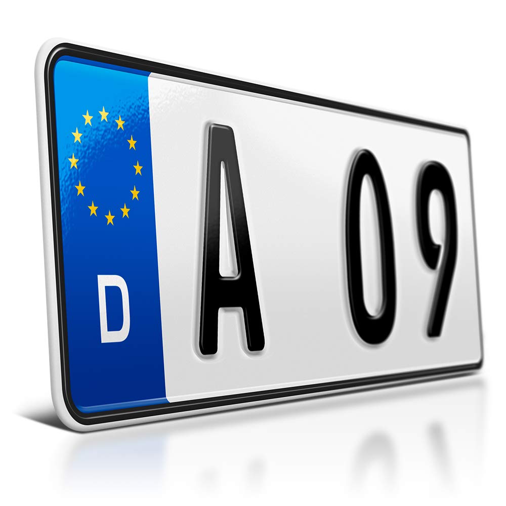 schildEVO 1 Kfz Kennzeichen | 300 x 110 mm | DIN-Zertifiziert – individuelles EU Wunschkennzeichen | PKW Nummernschild | kurzes Autokennzeichen | Auto-Schild | Fahrradträger & Anhänger | DHL-Versand von schildEVO
