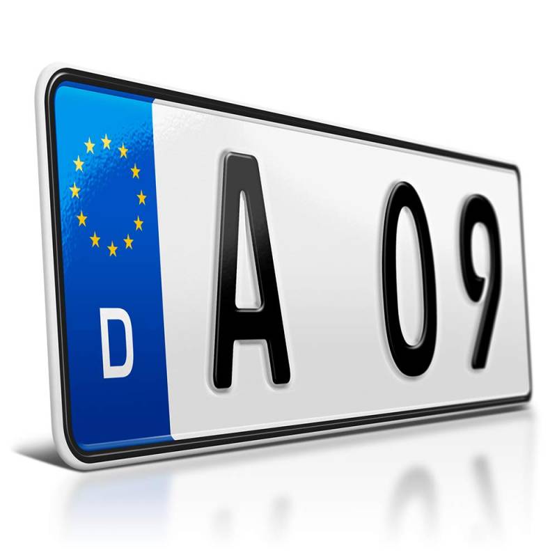 schildEVO 1 Kfz Kennzeichen | 340 x 110 mm | DIN-Zertifiziert – individuelles EU Wunschkennzeichen | PKW Nummernschild | kurzes Autokennzeichen | Auto-Schild | Fahrradträger & Anhänger | DHL-Versand von schildEVO