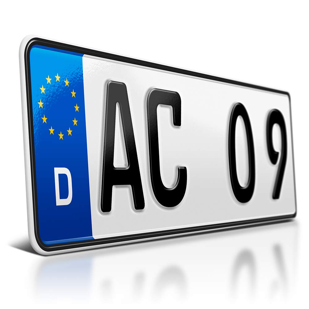 schildEVO 1 Kfz Kennzeichen | 360 x 110 mm | DIN-Zertifiziert – individuelles EU Wunschkennzeichen | PKW Nummernschild | kurzes Autokennzeichen | Auto-Schild | Fahrradträger & Anhänger | DHL-Versand von schildEVO