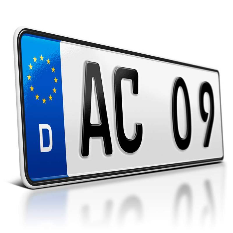 schildEVO 1 Kfz Kennzeichen | 380 x 110 mm | DIN-Zertifiziert – individuelles EU Wunschkennzeichen | PKW Nummernschild | kurzes Autokennzeichen | Auto-Schild | Fahrradträger & Anhänger | DHL-Versand von schildEVO