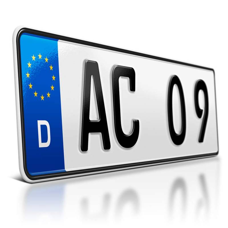 schildEVO 1 Kfz Kennzeichen | 390 x 110 mm | DIN-Zertifiziert – individuelles EU Wunschkennzeichen | PKW Nummernschild | kurzes Autokennzeichen | Auto-Schild | Fahrradträger & Anhänger | DHL-Versand von schildEVO
