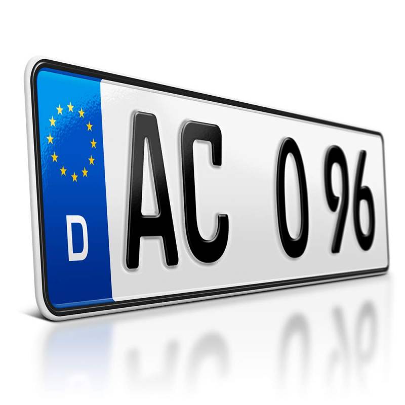 schildEVO 1 Kfz Kennzeichen | 420 x 110 mm | DIN-Zertifiziert – individuelles EU Wunschkennzeichen | PKW Nummernschild | kurzes Autokennzeichen | Auto-Schild | Fahrradträger & Anhänger | DHL-Versand von schildEVO