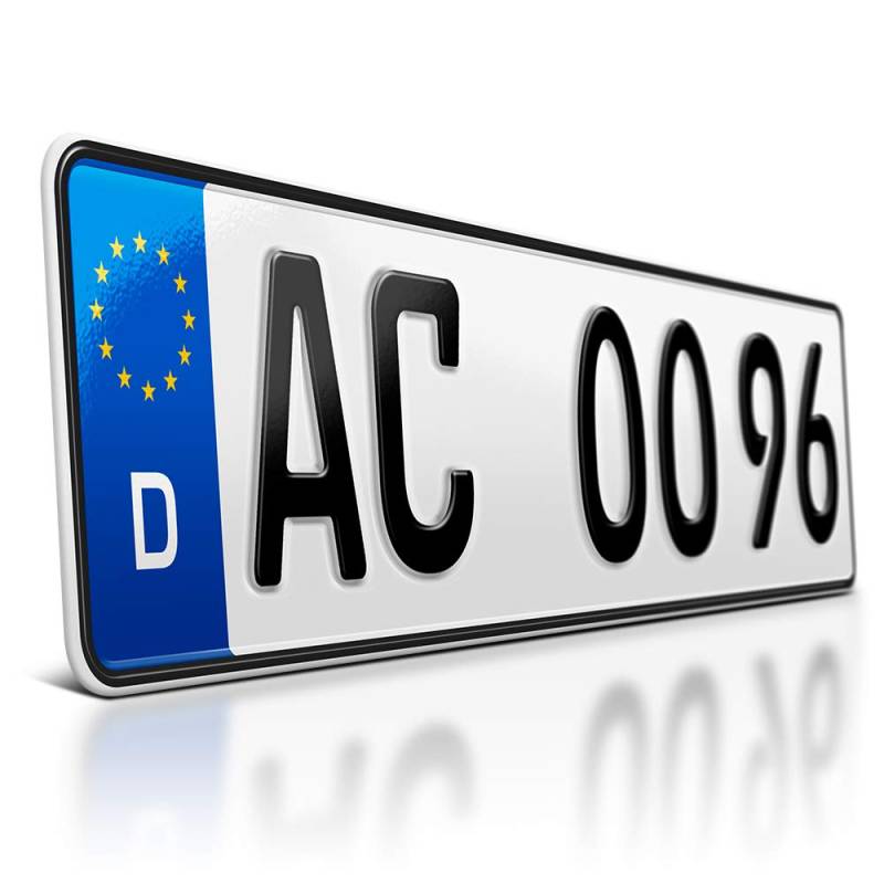 schildEVO 1 Kfz Kennzeichen | 470 x 110 mm | DIN-Zertifiziert – individuelles EU Wunschkennzeichen | PKW Nummernschild | kurzes Autokennzeichen | Auto-Schild | Fahrradträger & Anhänger | DHL-Versand von schildEVO