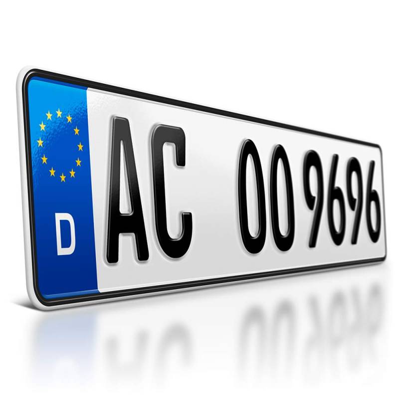 schildEVO 1 Kfz Kennzeichen | 520 x 110 mm | DIN-Zertifiziert – individuelles EU Wunschkennzeichen | PKW Nummernschild | Autokennzeichen | Auto-Schild | Fahrradträger & Anhänger | DHL-Versand von schildEVO