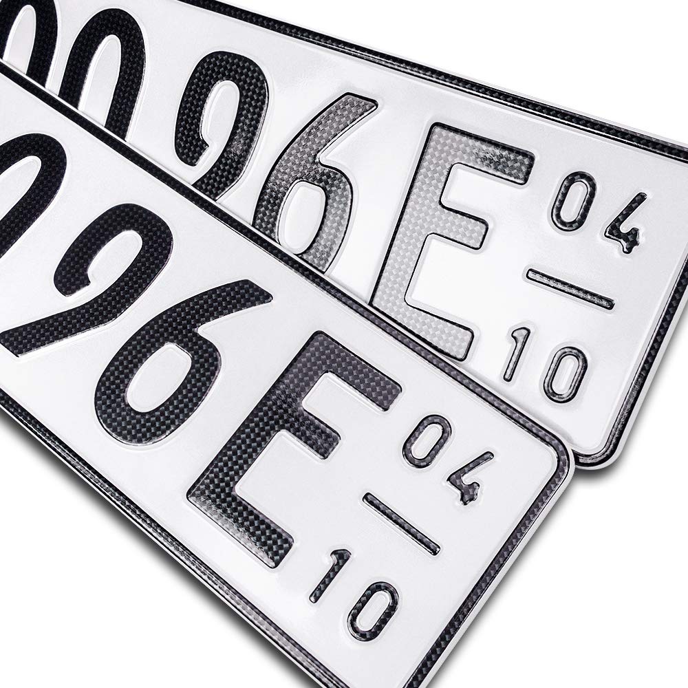 schildEVO 2 Carbon E-Kennzeichen mit Saison | Elektro-Auto & Hybrid Auto | OFFIZIELL amtliche Nummernschilder | DIN-zertifizierte Saisonkennzeichen mit individueller Prägung von schildEVO