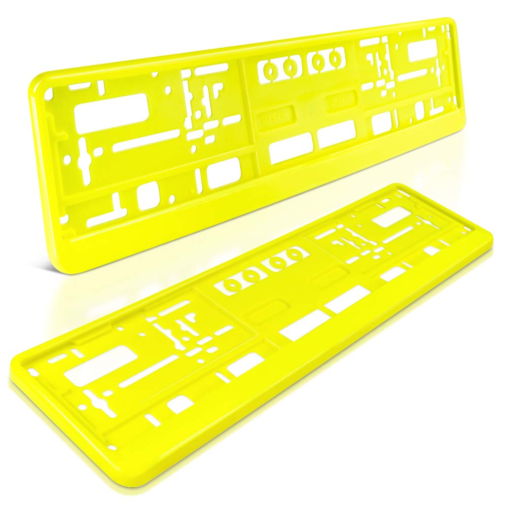 schildEVO 2 Kennzeichenhalter | NEON-GELB | Auto PKW Kfz | Nummernschildhalter | Kennzeichenverstärker | DHL-Versand von schildEVO