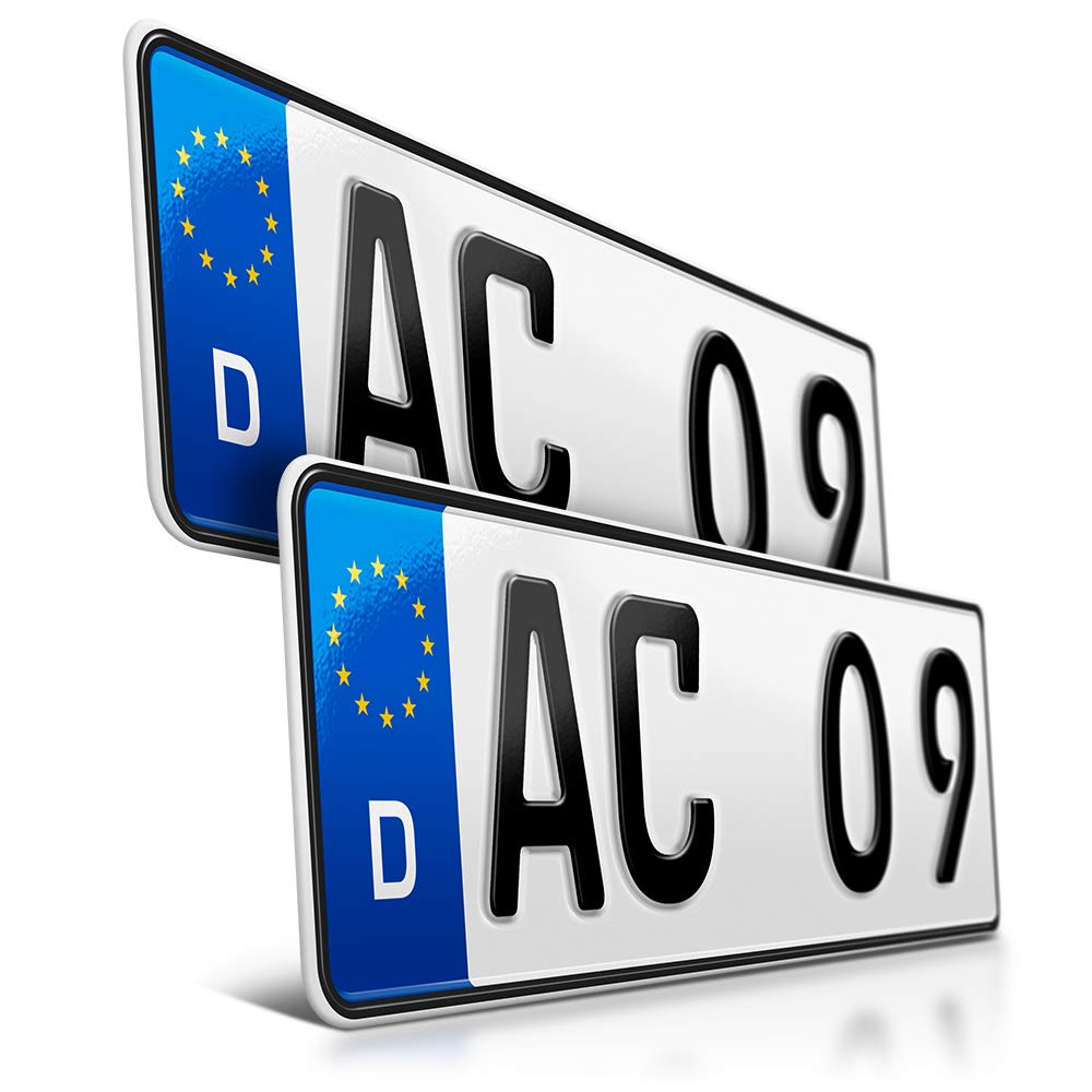schildEVO 2 Kfz Kennzeichen | 360 x 110 mm | DIN-Zertifiziert – individuelles EU Wunschkennzeichen | PKW Nummernschild | kurzes Autokennzeichen | Auto-Schild | Fahrradträger & Anhänger | DHL-Versand von schildEVO